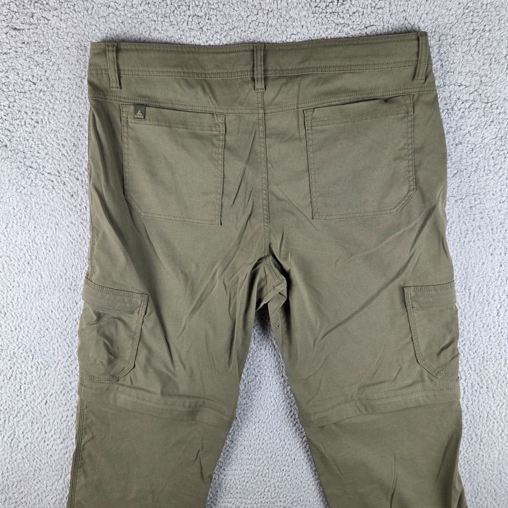 Prana Zion Convertible Cargo Hiking Pants Mens 38x32 Green Stretch Zip Off - Picture 12 of 13
